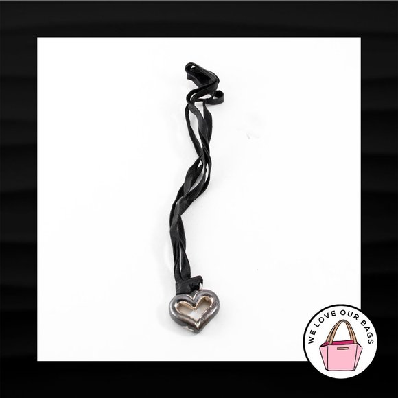 Brighton Accessories Brighton Silver Heart Bag Charm Black Leather